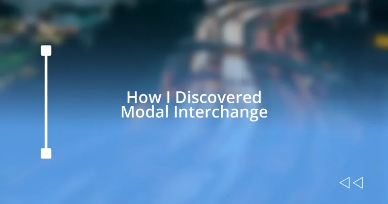How I Discovered Modal Interchange