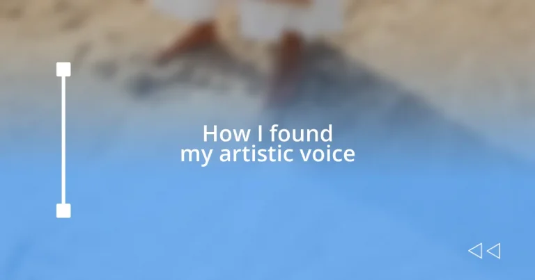 How I found my artistic voice